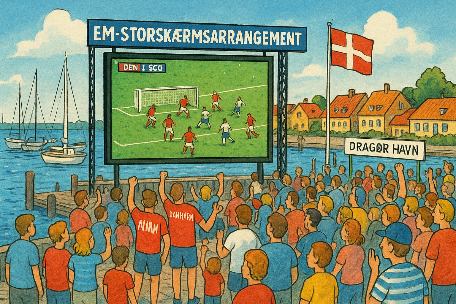 EM-storskærmsarrangement på Dragør Havn (Danmark-Skotland)